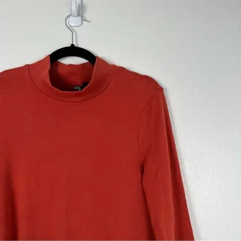 FOCUS Casual Life Mock Neck Long Sleeve Tee Sz L Orange Size L