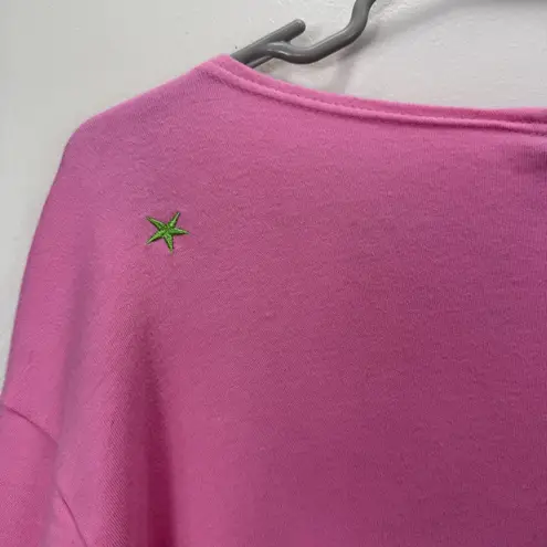 Quacker Factory Pink Embroidered Rhinestone Snowman Christmas Knit Top XL