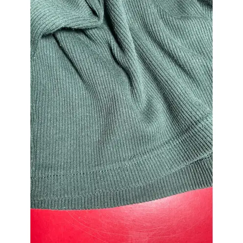 Energie Henley Top Green Ribbed Knit Long Sleeve Vtg Y2K Top Womens Med Retro
