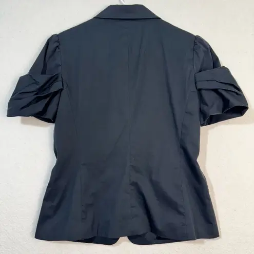 Elie Tahari Snap Button Closure Notched Lapel Collar Size Medium Black Blazer