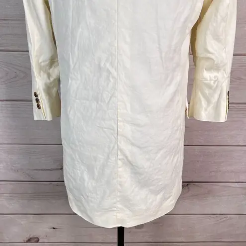 Frame  Womens Blazer Jacket Sz M Ivory Double Breasted Pea Coat Stretch Office