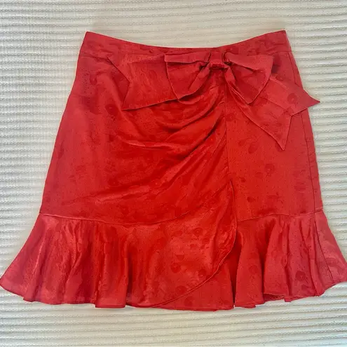 The Kooples Mini Wrap Silk Skirt with Ruched Ruffle & Bow