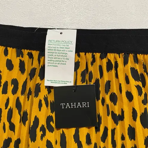 Tahari Leopard Pleated Midi Skirt NWT • Animal Print Yellow Black • Size XXL