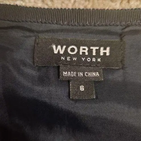 WORTH New York Women's Pencil Straight Skirt Size 6 Tweed Fringe Americana Blue