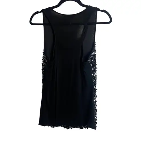 Deb Size Small Y2K Sequin Scoop Neck Tank Cami Going Out Top Black Vintage
