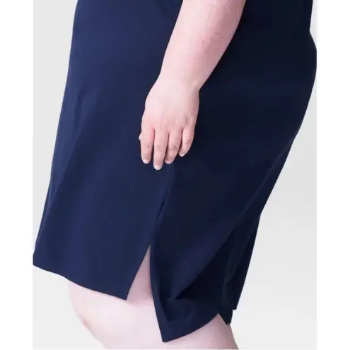 Universal Standard Tesino T Shirt Dress V Neck Short Sleeve Hi Low XS Blue NWT