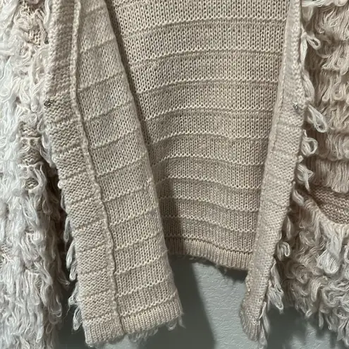 ASTR  THE LABEL Loop Knit Shaggy Wool Blend Sweater Jacket, Light Pink, Size M