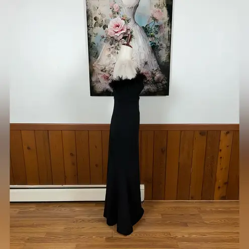 Elegant Lulu’s Extraordinary Glam Feather Trim Evening/Prom Gown! Black Size XS