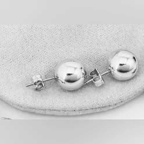 Boutique NEW Rhodium 925 Sterling Silver Ball Stud Earrings Classic Round‎ Sphere, 6mm