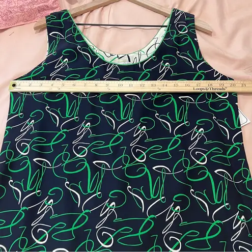 Peter Nygard Silk Green Navy Sleeveless Scribble Printed Women's Tank Top 12