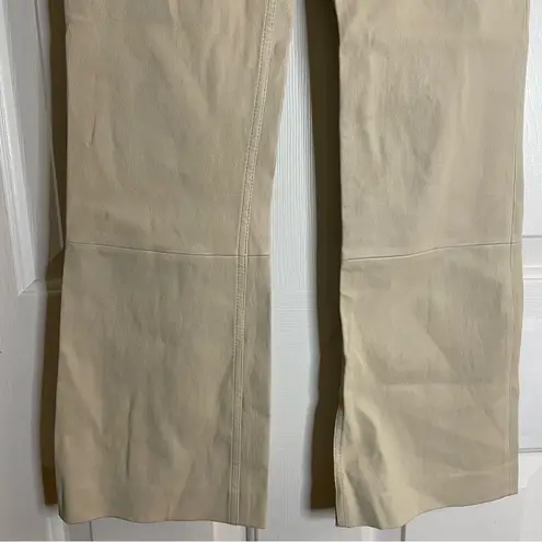 Theory  Cream color Boot Cut Lamb Leather Pants Size 4 capsule light academia - Image 4