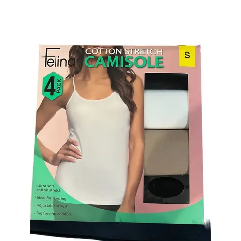 Felina Women's Multicolor Cotton Stretch Camisole 4 Pack Size S