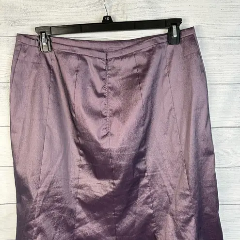 Tadashi Shoji Womens size 16 Taffeta Fishtail Mermaid Midi Skirt Purple Skirt