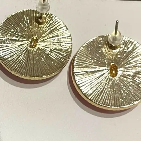 Statement Bee Gold and Pink Stud Earrings NWT