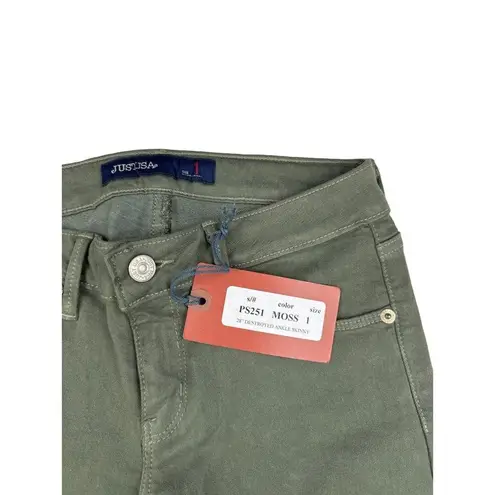 Just USA  - Destroyed Ankle Length Skinny Jeans in Moss Green