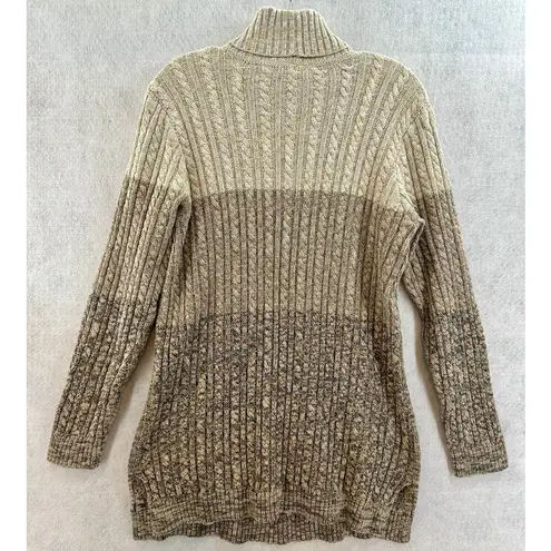 Jeanne pierre Jean Pierre Size Large Sweater Cable Knit Turtle Neck Long Line Cream Brown