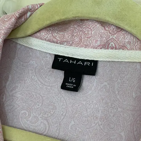 Tahari 2 Piece Pajama Set Pink Paisley Printed Button Up Elastic Waist Size L