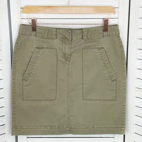 G.H. Bass Twill Utility Mini Pencil Skirt Khaki Green Size 2 Cotton Green