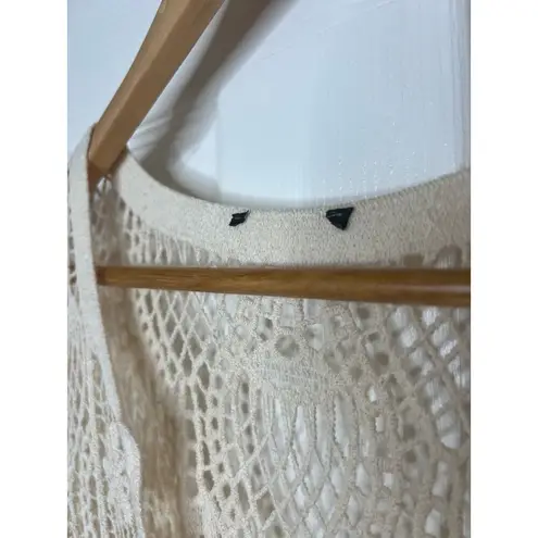 Boho Cream Crochet Lace Top or Swim Swimsuit Cover Up Beach Bohemian Size Medium