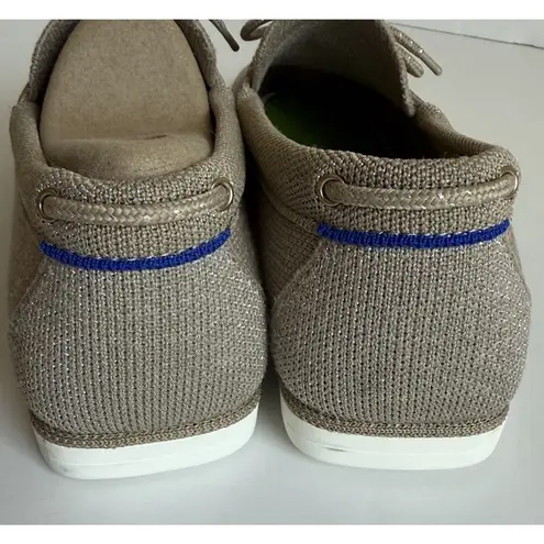 Rothy's “The Boat Shoe” Sz 8 Shimmery Sand NWOB One Insole Missing Tan Size Down