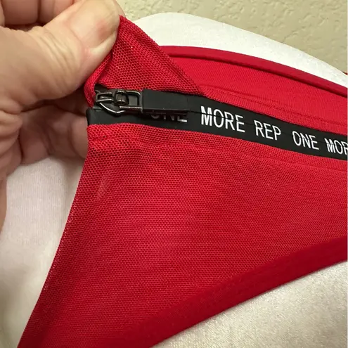 Zyia Active Red One More Rep Zip Back Padded Sports Bra Size Medium