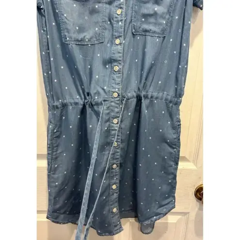 Thread & Supply Cap Sleeve Tencel Chambray Denim Tie Waist Dress Blue Small‎ S