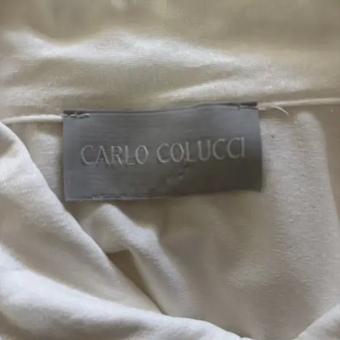 Carlo Colucci Cardigan Jacket Womens 46 Ivory Full Zip Up Pleated Long Sleeve XL