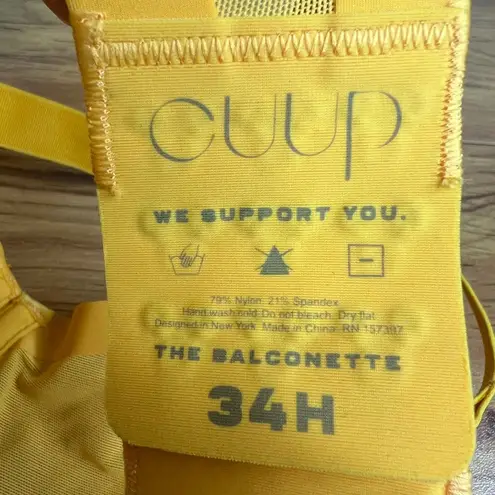 CUUP The Balconette Mesh Bra Size 34H Marigold Underwire Light Breathable NEW Yellow