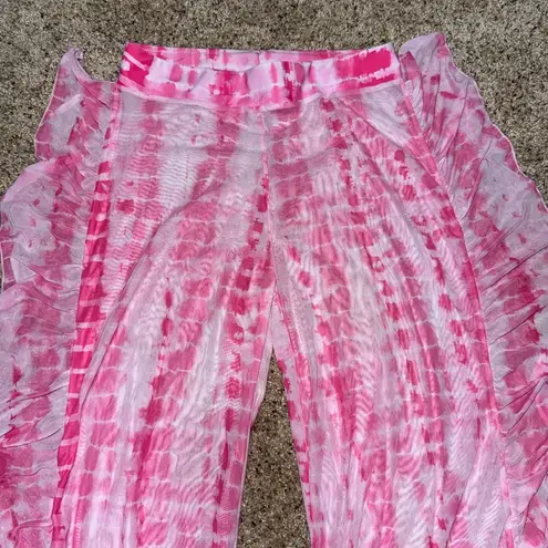 Pink & White Tie Dye Bikini CoverUp Pants