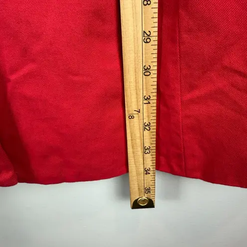 Draper James Grace & Charm Trench Coat Women 8 Red Scalloped Button Front Jacket