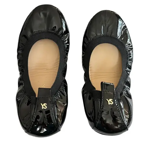 Yosi Samara Foldable Ballet Flat Black Patent Leather 5