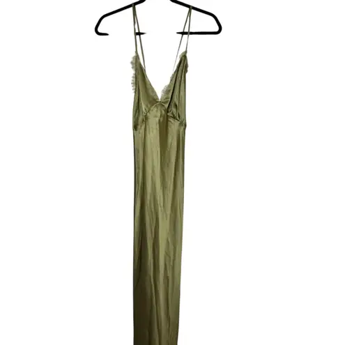 Reformation NWT  Maysen Silk Formal Maxi Dress Olive Oil Green