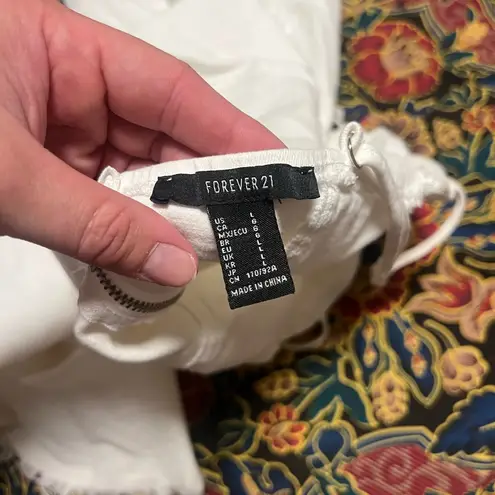 Forever 21  Ivory denim shred Lace-Up Dress