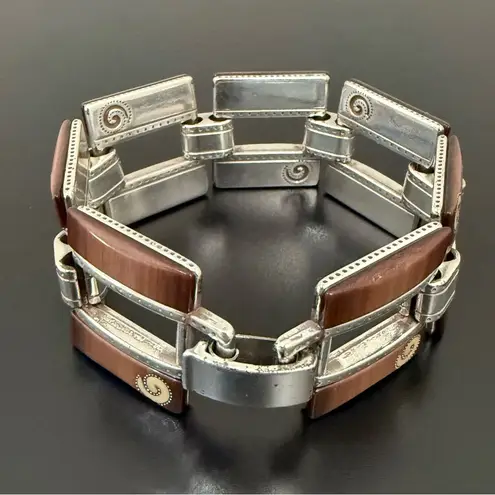 Brighton Retired  Milano Walnut Brown Scroll Wide Link Bracelet 55g.