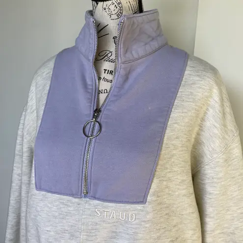 STAUD Alys colorblock cotton-blend half-zip sweatshirt sweater size S small