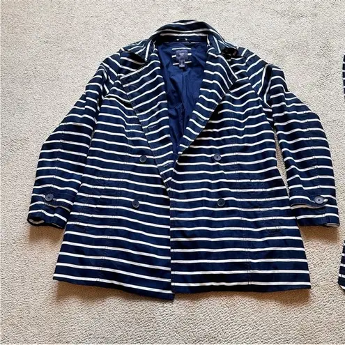Gap Factory stripe trench blue and white women’s size large