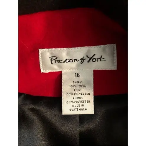 Preston & York red hooded pure wool front zip coat. Size 16