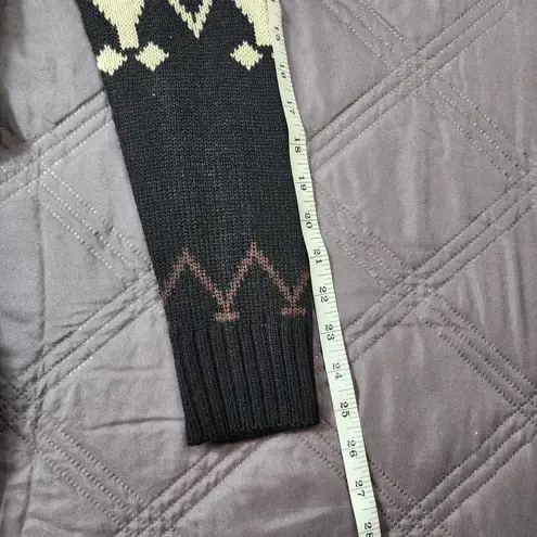 West 36th Black White Fair Isle Argyle Waterfall Cardigan Sweater M/L Western Red Size M