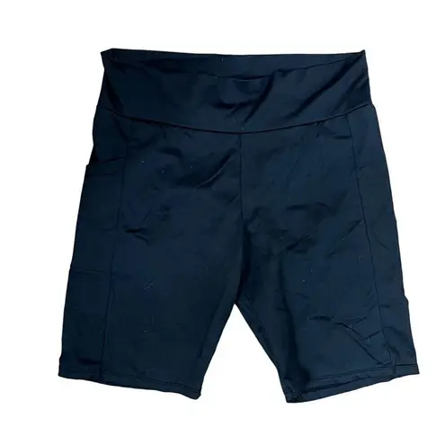 black biker shorts comfortable casual athleisure pockets workout size medium