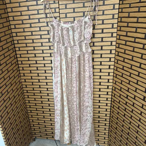 Vici Brown And Pink Floral Maxi Dress Size Medium