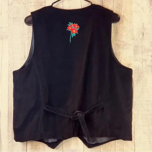 Westbound Petites Large Embroidered Button Front Lined Velour Vest with …