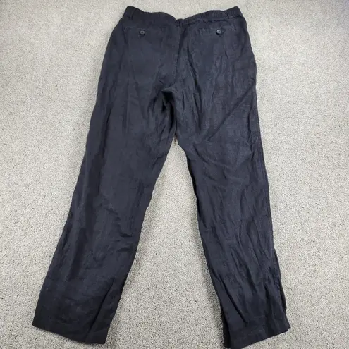 Club Room Luxury Womens Linen Pants XL Black Drawstring Straight Leg Pockets