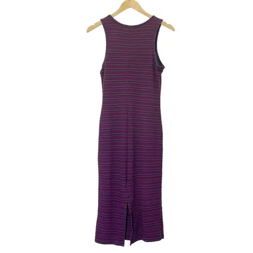 Marine layer Lexi Rib Daytime Midi Tank Dress Cabernet Navy Stripe Size Large