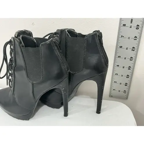 Womans Zara Trafalue 7.5 (38) Black Faux Leather Lace Zip Platform Combat Boots