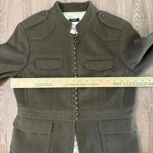 J.Crew Wool Military Officer Jacket | Size 8 | Brass Buttons | Vintage FA06 Green