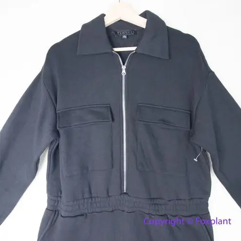 Eloquii New! black fleece zipped front elastic waist jumpsuit, size 18