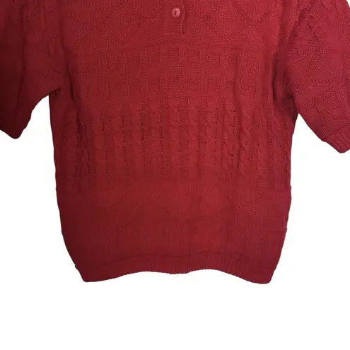 Vtg Carroll Reed Women’s Sz S Red Short Sleeve Cable Knit Short Sleeve Sweater