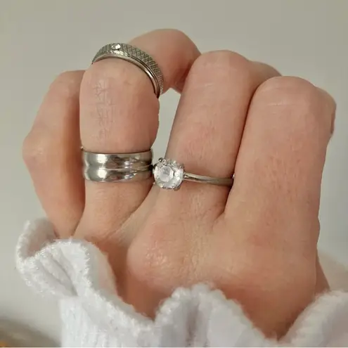 American Vintage Vintage “Joi” Silver Round Diamond Ring 8.5 Minimal Neutral Silvercore Cleangirl