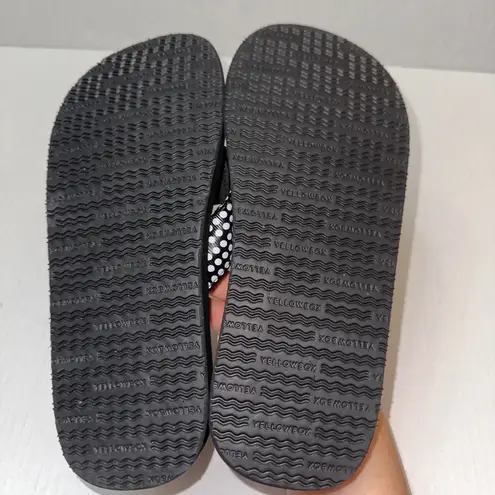 Yellow Box Black Polka Dot Flip Flops Womens 8 Black White Dot Sandals Flat