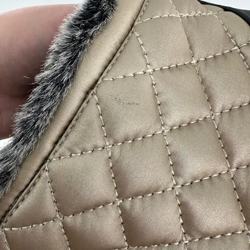 Weatherproof Beige Black Faux Fur Lining Front Zip Quilted Grace Boots Size 10M